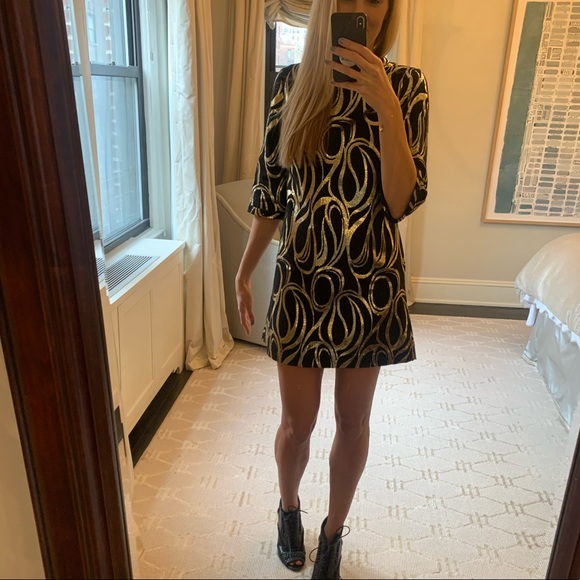 milly black and gold dress